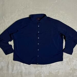 UNTUCKit Gironde Performance Button Up Men's 2XL Slim Fit Navy Dress Shirt Wick